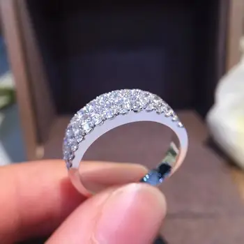 AEAW 1.2 CTW Karat F Barve Lab Zrasla Moissanite Diamant Udejstvovanje Poročni prstan Resnično Trdna 14k 585 Belo Zlato Za Ženske