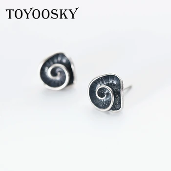 TOYOOSKY Design Resnično 925 Tajski Srebro Twist Obliko Geometrije Stud, Uhani za Moške, Ženske, Dekleta Modni Funt-srebrni-nakit