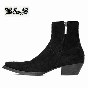 Black& Ulica Ročno usnja, blagovno znamko, design konicami prstov antilop usnje Škornji Boutique jeansa obleko moških botas Chelsea Čevlji