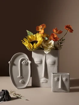 Nordijska preprost nasmejan obraz Vaza okraski keramični dnevna soba, jedilna miza ustvarjalni dom dekoracija dodatna oprema