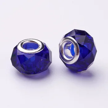 100 kozarcev Steklene kroglice Velike Luknje Evropske Kroglice za Nakit, Ročno izdelan, Izdelava DIY Pribor Srebrne Barve Medenine Jedro perles F70