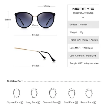MERRYS DESIGN Ženske Modni Mačka Oči Polarizirana sončna Očala Ženske Luksuzne blagovne Znamke Trendi sončna očala UV400 Zaščito S6305